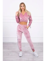 Velurová souprava s nápisem Queen dark powder pink