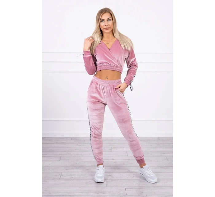 Velurová souprava s nápisem Queen dark powder pink