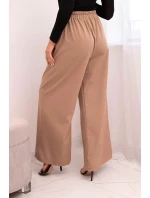 Dámské elegantní kalhoty s širokou nohavicí a ozdobným květem fango Dámské elegantní kalhoty s širokou nohavicí a ozdobným květem fango