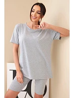 Dámský bavlněný komplet s krátkým rukávem a šortkami žlutý