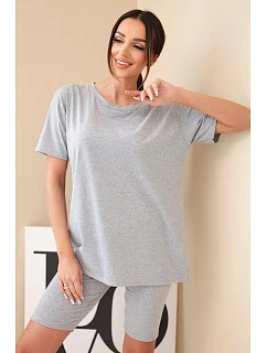 Dámský bavlněný komplet s krátkým rukávem a šortkami žlutý