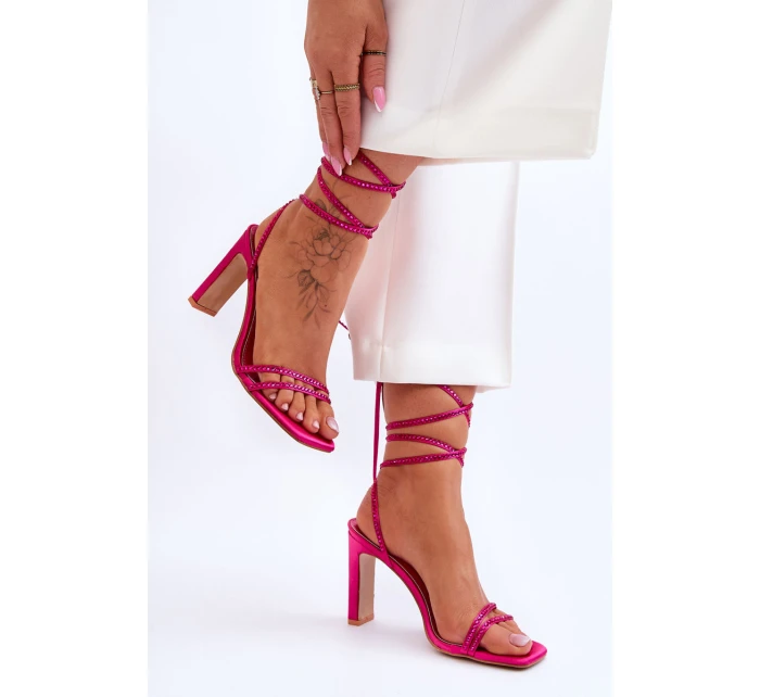 Elegantní vázané sandály s kamínky Fuchsie Nessy Elegantní vázané sandály s kamínky Fuchsie Nessy