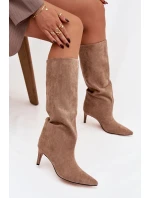 Dámské kozačky na vyhřívané na Béžové olivové model 21757553 - Boto