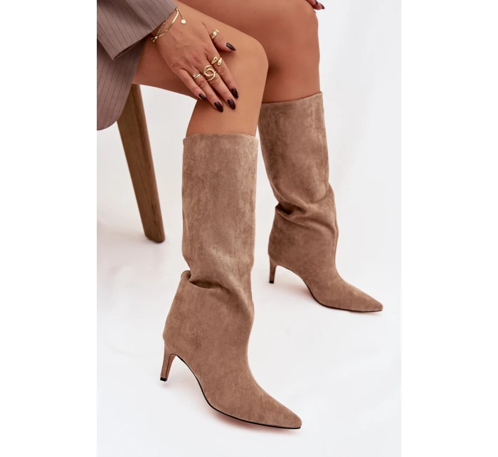 Dámské kozačky na vyhřívané na Béžové olivové model 21757553 - Boto