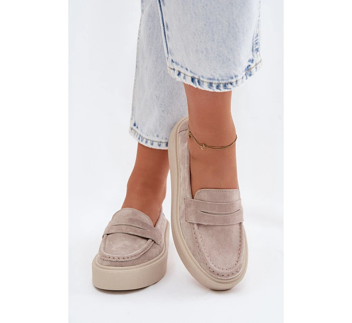 Mokasiny z přírodního semiše na platformě Vinceza Béžové