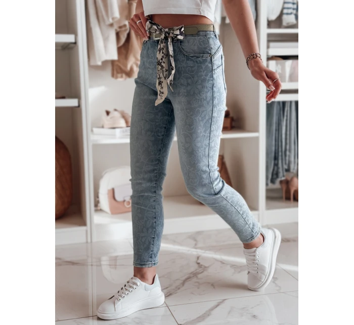 Dámské úzké džínové kalhoty s páskem modré Dstreet model 21985298 - FashionStreet