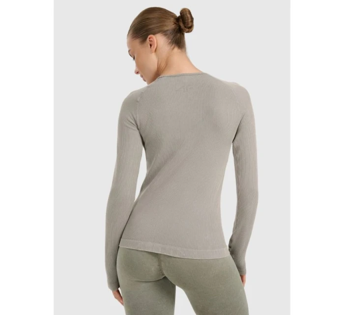 Dámské rychleschnoucí slim tričko na jógu a pilates s dlouhým rukávem 4F 4FWAW25TFLOF429-41A dámské Dámské rychleschnoucí slim tričko na jógu a pilates s dlouhým rukávem 4F 4FWAW25TFLOF429-41A dámské