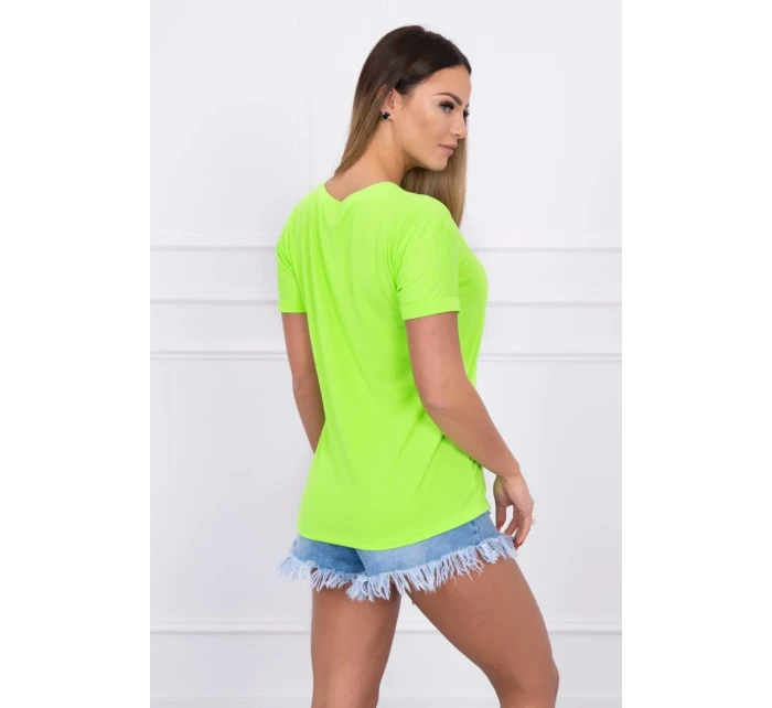 Halenka s dámskou grafickou zelenou neonovou barvou