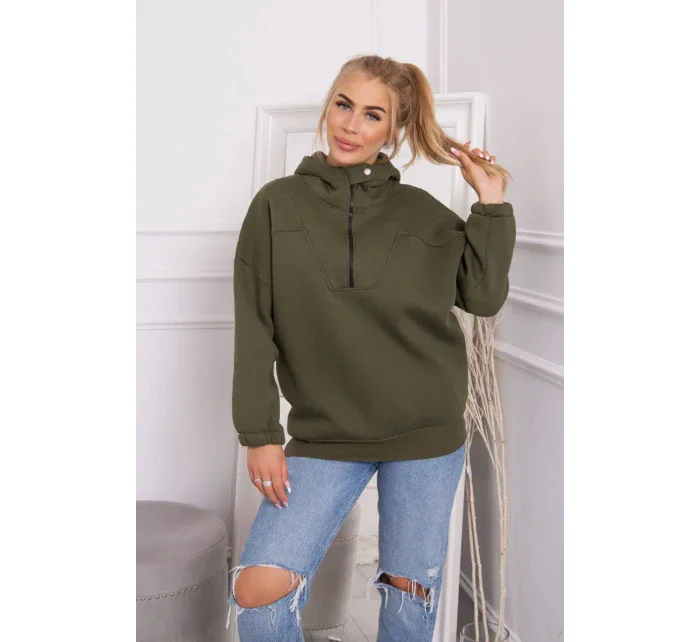 Khaki mikina s kapucí