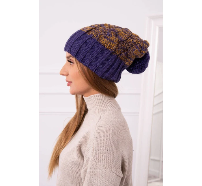 Paris fleecová čepice K213 purple+mustard