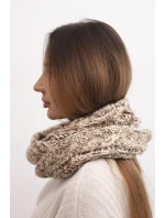 Komin dámský vlněný melírovaný silný šál na zimu KN24 tmavě béžový