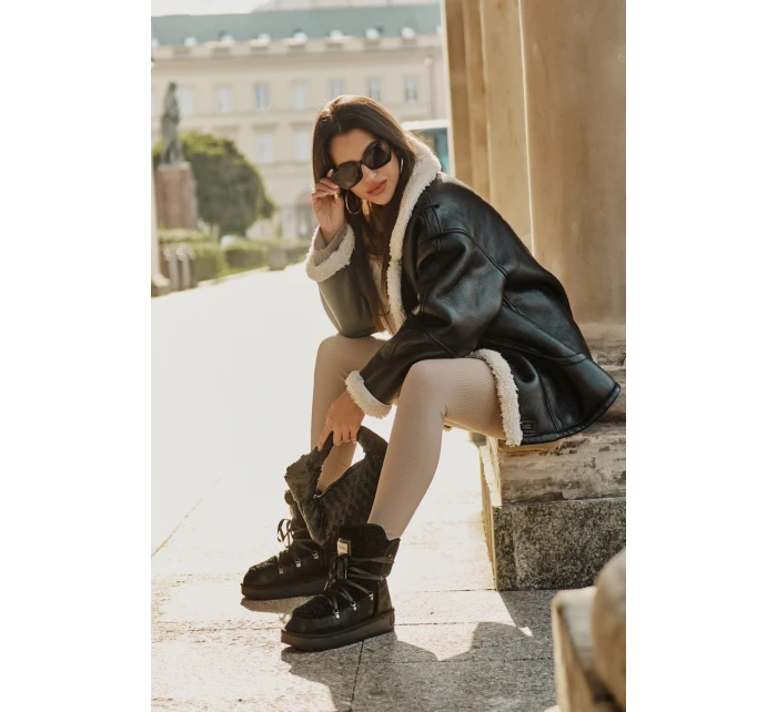 Voděodolné sněhové boty na platformě veganské D.Franklin DFSH370004 černé