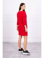 Šaty s grafikou 3D se zirkony červené