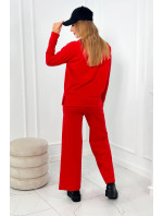 Bavlněný komplet Mikina + Kalhoty se širokými nohavicemi červené