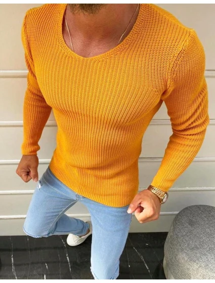Pánský svetr přes hlavu žlutý model 21962590 - FashionStreet