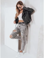 Dámské push up džíny s dírami šedé FashionStreet UY2780
