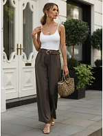 Dámské kalhoty z lyocellu se širokými nohavicemi, hnědé, FashionStreet UY3065