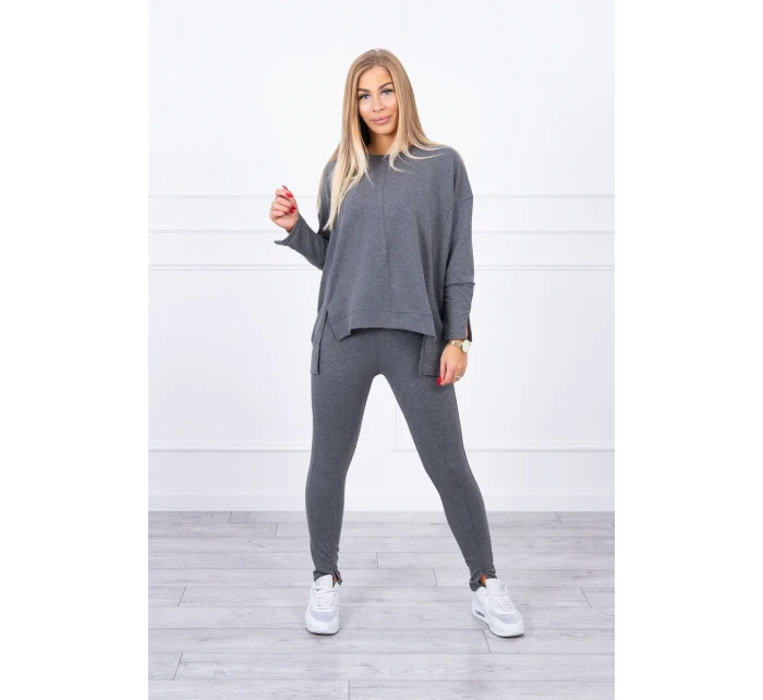 Souprava s oversize halenkou v grafitové barvě