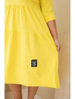 Dámská bavlněná sukýnka Plus Size s volány a ohrnutým rukávem žlutá