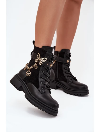 Dámské Pracovní Boty Zateplené Se Zlatým A Přívěsky Černé model 21707002 - Boto Dámské Pracovní Boty Zateplené Se Zlatým A Přívěsky Černé model 21707002 - Boto