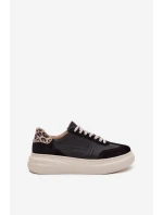 Kožené dámské tenisky na platformě Panterka Zazoo N1263 Černé