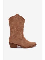 Dámské kotníkové boty cowgirl na podpatku – béžové Lovelle Dámské kotníkové boty cowgirl na podpatku – béžové Lovelle
