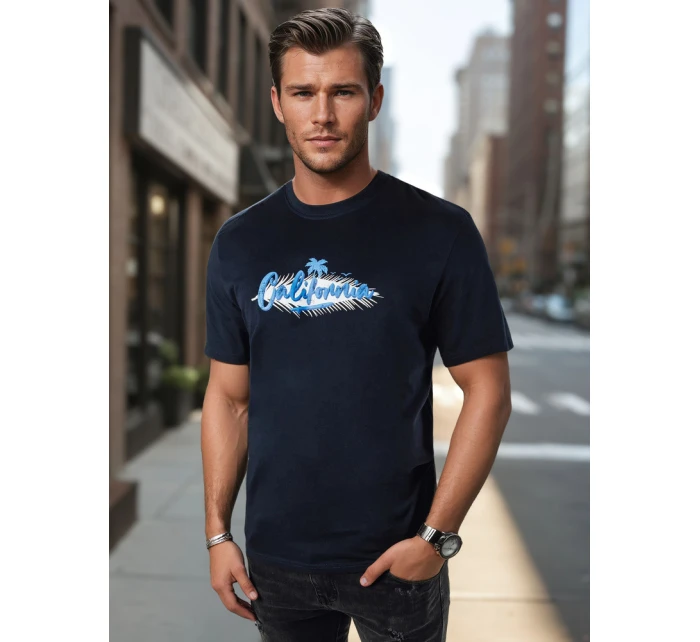 Pánské tmavě modré tričko s potiskem FashionStreet RX5372