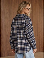 Dámská flanelová košile s kostkovaným vzorem, tmavě modrá, FashionStreet DY0508 Dámská flanelová košile s kostkovaným vzorem, tmavě modrá, FashionStreet DY0508