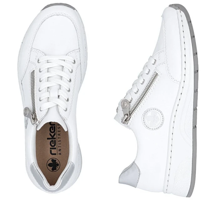 Dámské kožené polobotky bílé model 21910610 - Rieker Dámské kožené polobotky bílé model 21910610 - Rieker