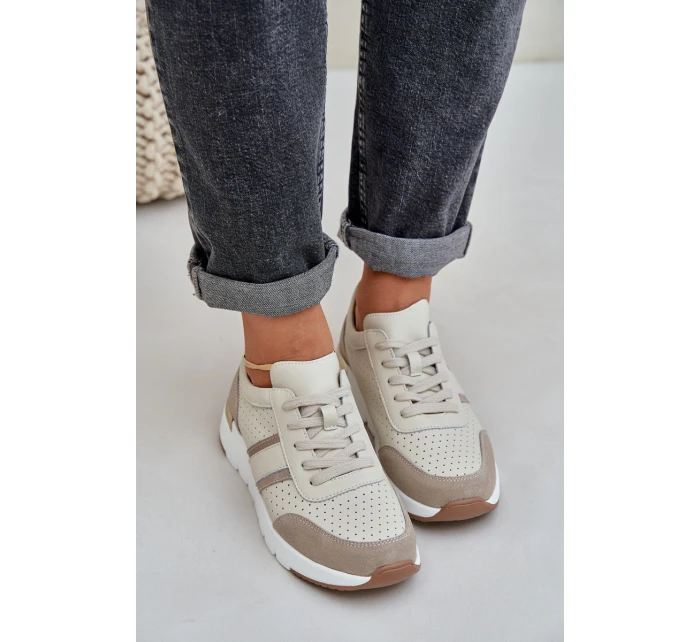 Dámské kožené tenisky na platformě béžové Gatira Dámské kožené tenisky na platformě béžové Gatira