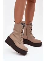 Kožené dámské kotníky s ozdobou vyhřívané béžové Ulrika Kožené dámské kotníky s ozdobou vyhřívané béžové Ulrika