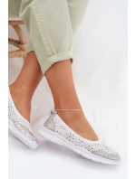 Kožené Ažurové Baleríny model 22027780 Bílé - S.Barski