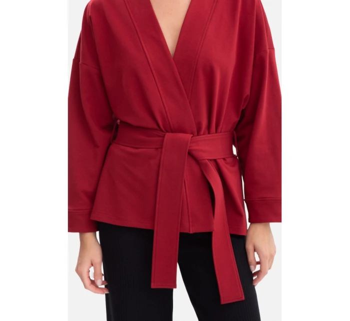 Pletené sako bez s otevřenou přední částí bordó model 21379800 - BeWear