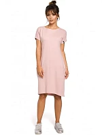 Dámské šaty B050 Pudrové růžová - BeWear