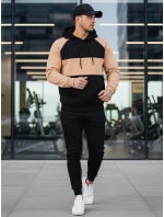 Pánská velbloudí a černá pruhovaná mikina s kapucí Dstreet model 21986001 - FashionStreet