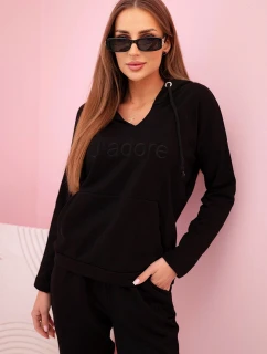 Dámská souprava s kapucí a model 21220091 potiskem khaki + ecru - K-Fashion