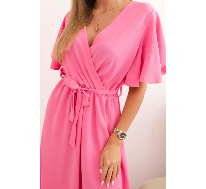 Šaty s překládaným výstřihem světle růžová Šaty s překládaným výstřihem světle růžová