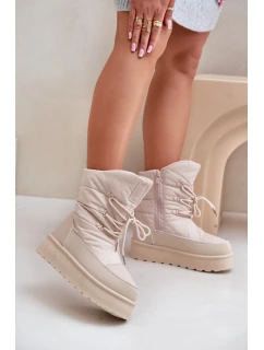 Sněhule Na Platformě Na Zip Big Star OO274885 Béžové