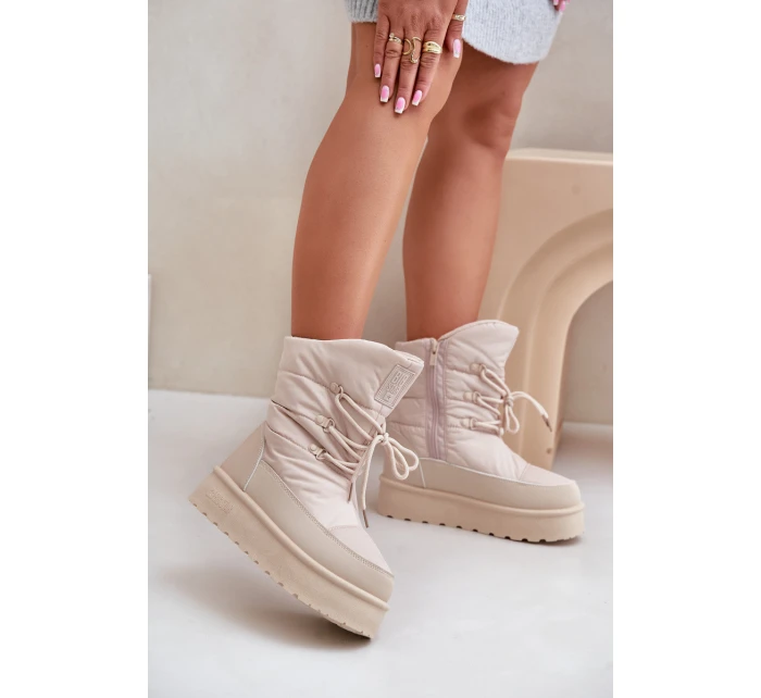 Sněhule Na Platformě Na Zip Big Star OO274885 Béžové