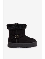Dámské sněhule na platformě s přezkou a kožešinou Czarne model 21821891 - Boto