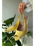 Ženské sandály na podpatku žluté Sevina