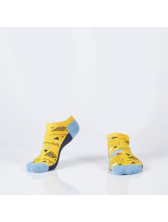 Tmavě modré a modré pánské krátké ponožky s geometrickými vzory