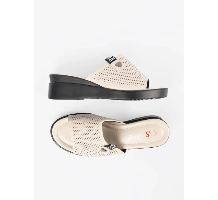 Jedinečné Jasnobeżowy  nazouváky dámské platforma