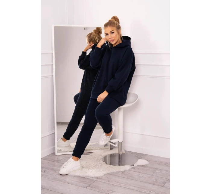 Zateplený set s mikinou s kapucí tmavě modrý Zateplený set s mikinou s kapucí tmavě modrý