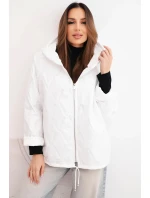Dámská model 21791601 prošívaná bunda s kapucí a zipem bílá - K-Fashion
