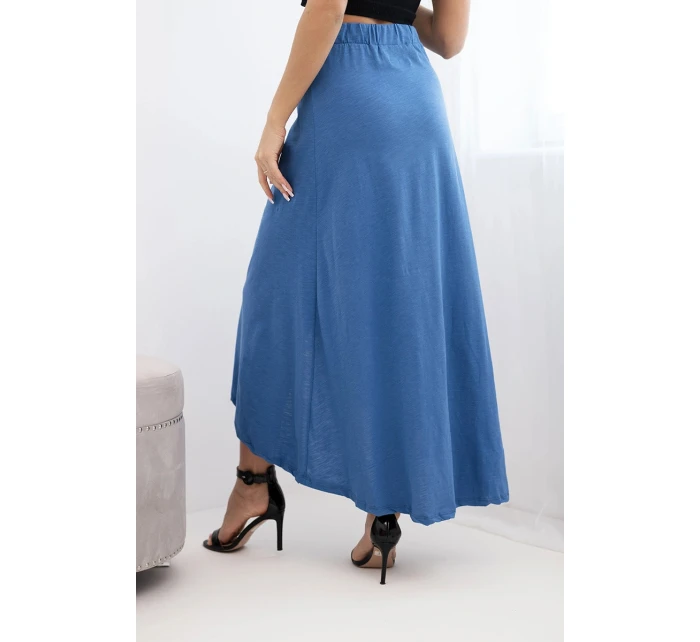 Dámská bavlněná maxi zavinovací sukně s vázáním džínová