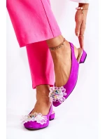 Semišové balerínky na  s zdobením tmavě růžovým Elena model 21589842 - Boto