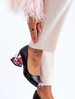 Kožené lodičky s ozdobným podpatkem Boty Černá model 21615894 - Boto