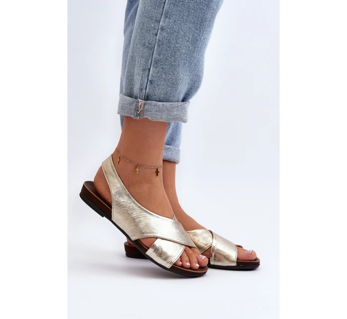 Zazoo 40407 Dámské kožené sandály Zlaté