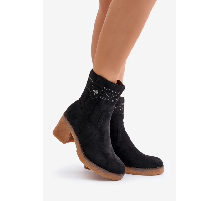 Zateplené dámské boty na podpatku černé model 21673989 - Boto Zateplené dámské boty na podpatku černé model 21673989 - Boto